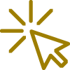 A gold cursor arrow icon with lines radiating from its tip, resembling a clicking motion.